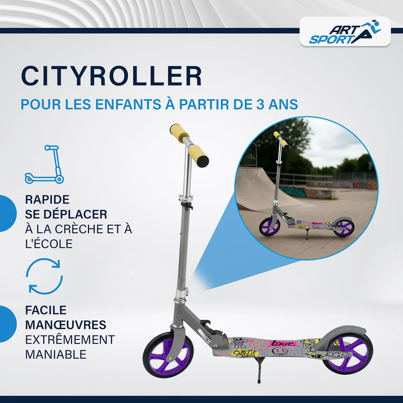 Trottinette enfant dès 3 ans – roues XXL et frein