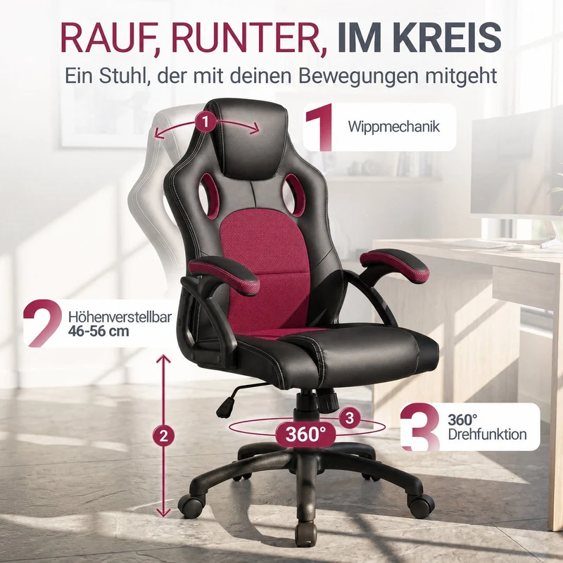 Chaise de bureau Racing Montreal – jusqu'à 120 kg