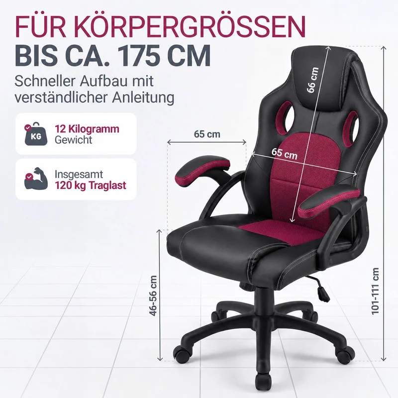 Chaise de bureau Racing Montreal – jusqu'à 120 kg