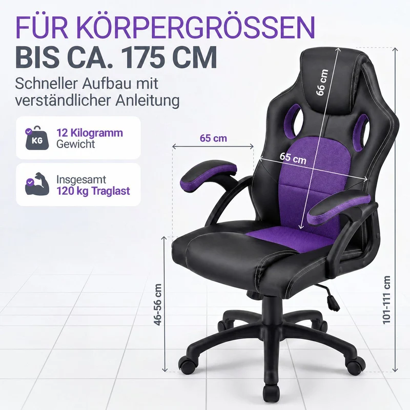 Chaise de bureau Racing Montreal – jusqu'à 120 kg