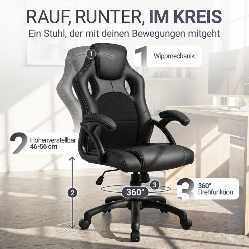 Chaise de bureau Racing Montreal – jusqu'à 120 kg