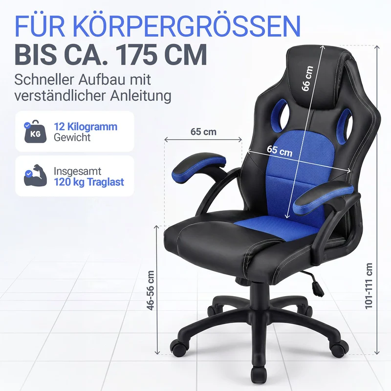 Chaise de bureau Racing Montreal – jusqu'à 120 kg