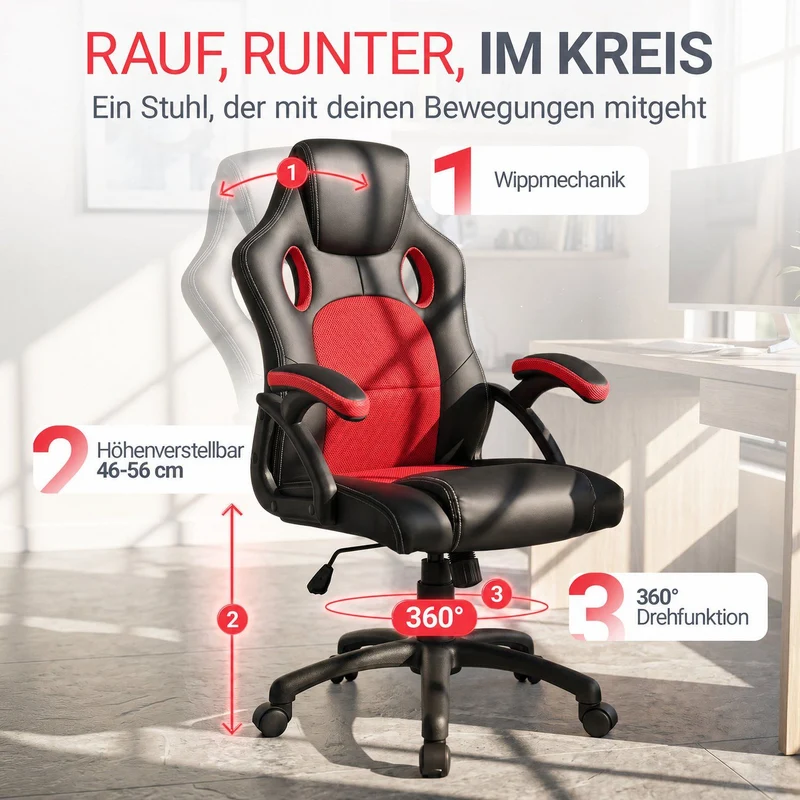 Chaise de bureau Racing Montreal – jusqu'à 120 kg