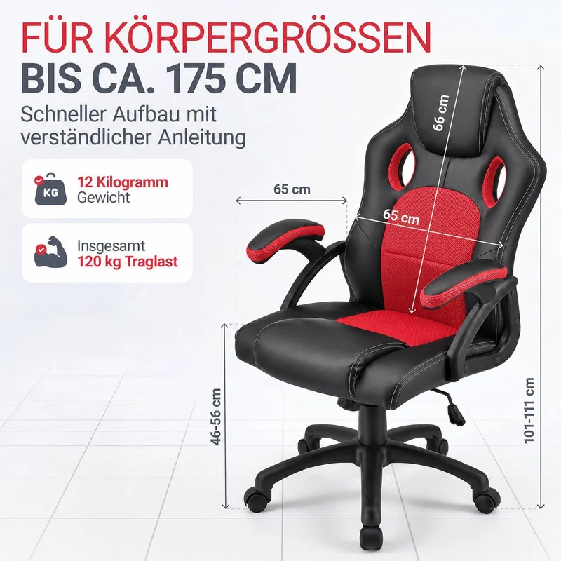 Chaise de bureau Racing Montreal – jusqu'à 120 kg