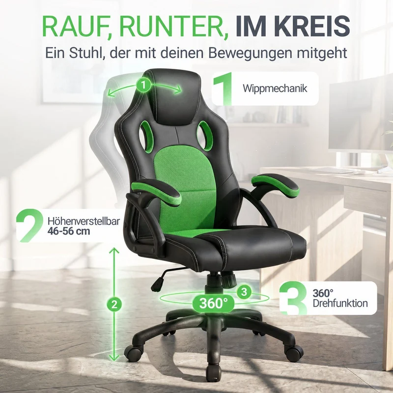 Chaise de bureau Racing Montreal – jusqu'à 120 kg