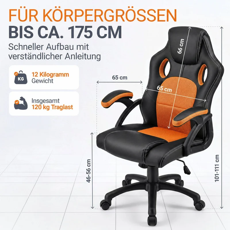 Chaise de bureau Racing Montreal – jusqu'à 120 kg