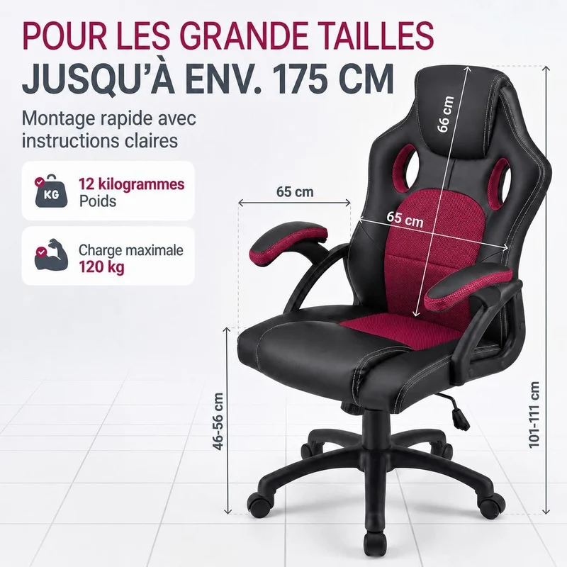 Chaise de bureau Racing Montreal – jusqu'à 120 kg
