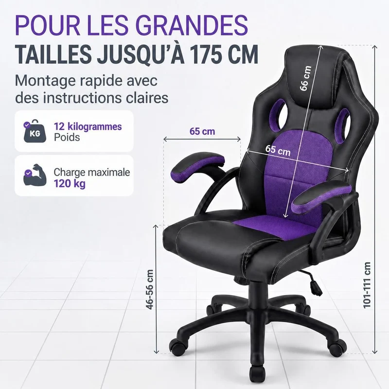 Chaise de bureau Racing Montreal – jusqu'à 120 kg