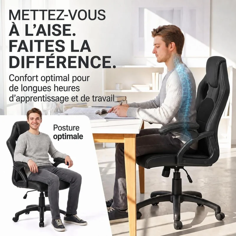 Chaise de bureau Racing Montreal – jusqu'à 120 kg