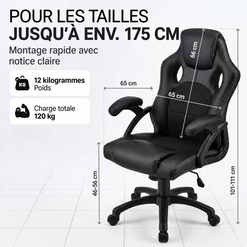 Chaise de bureau Racing Montreal – jusqu'à 120 kg