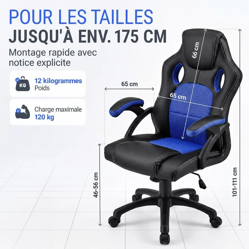 Chaise de bureau Racing Montreal – jusqu'à 120 kg