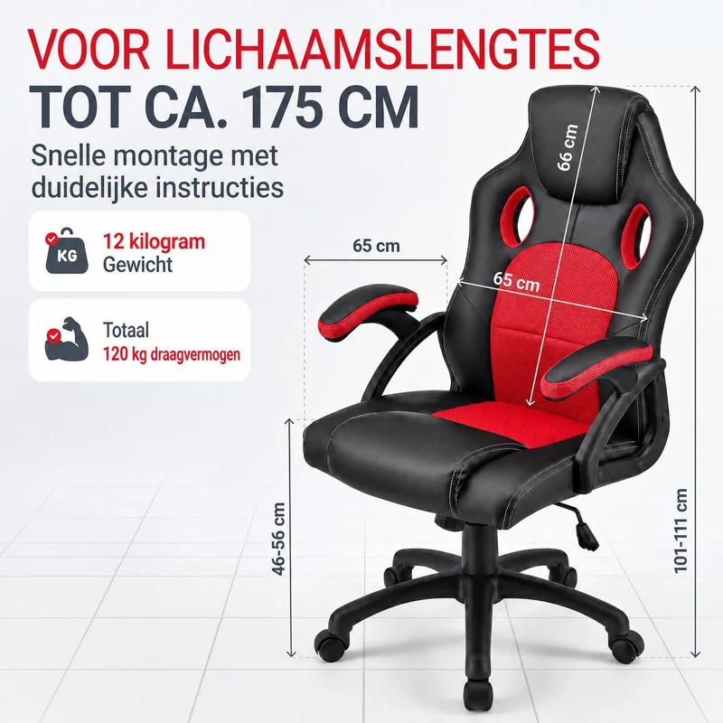 Chaise de bureau Racing Montreal – jusqu'à 120 kg