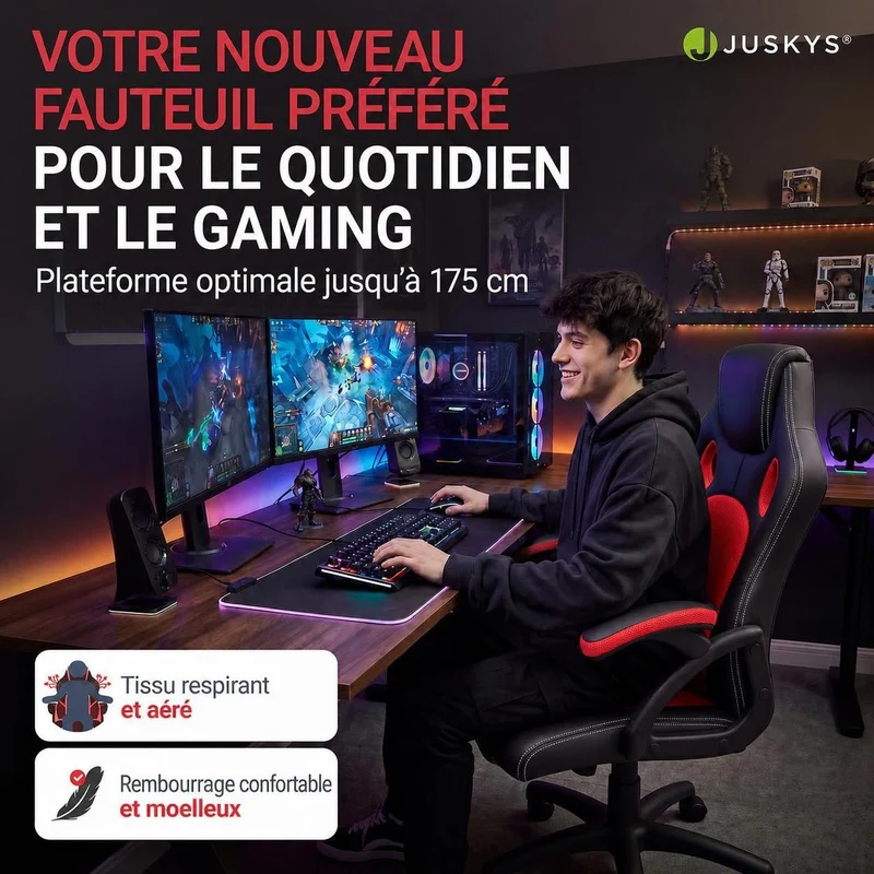Chaise de bureau Racing Montreal – jusqu'à 120 kg