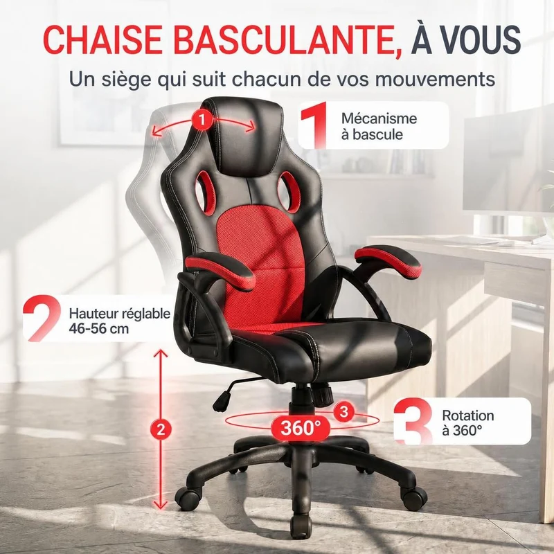 Chaise de bureau Racing Montreal – jusqu'à 120 kg