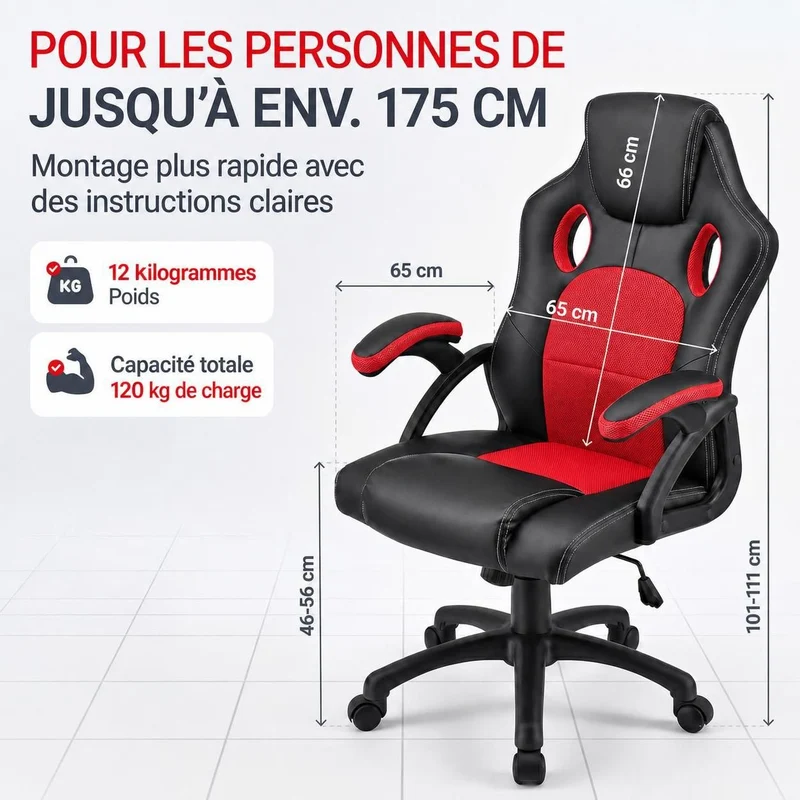 Chaise de bureau Racing Montreal – jusqu'à 120 kg