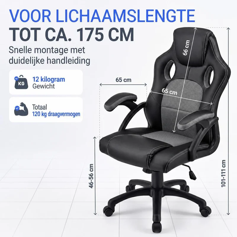 Chaise de bureau Racing Montreal – jusqu'à 120 kg