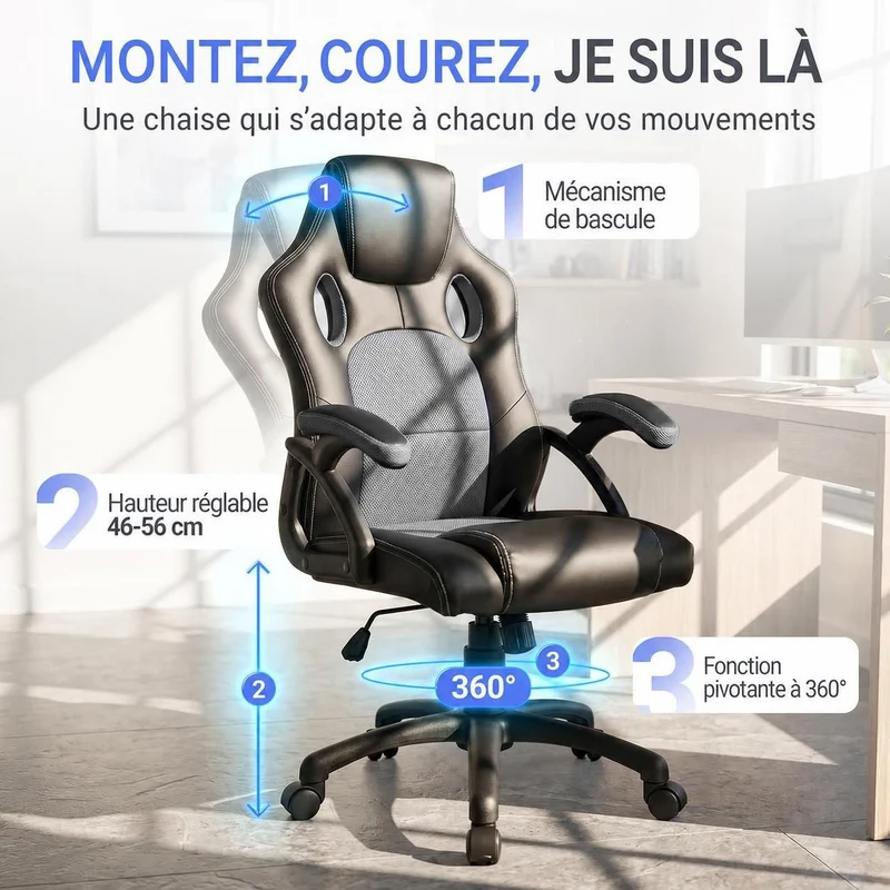 Chaise de bureau Racing Montreal – jusqu'à 120 kg
