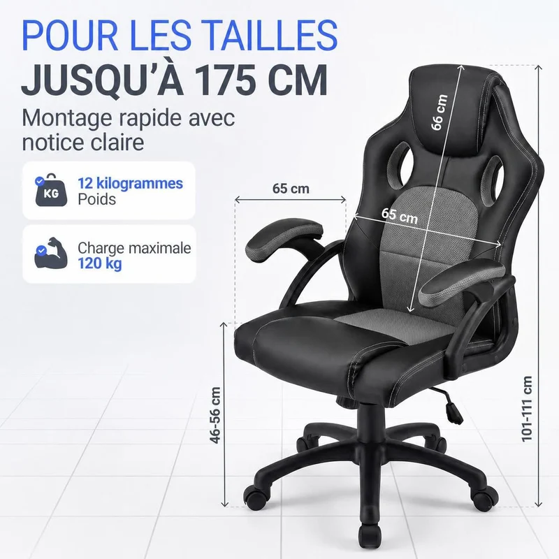 Chaise de bureau Racing Montreal – jusqu'à 120 kg