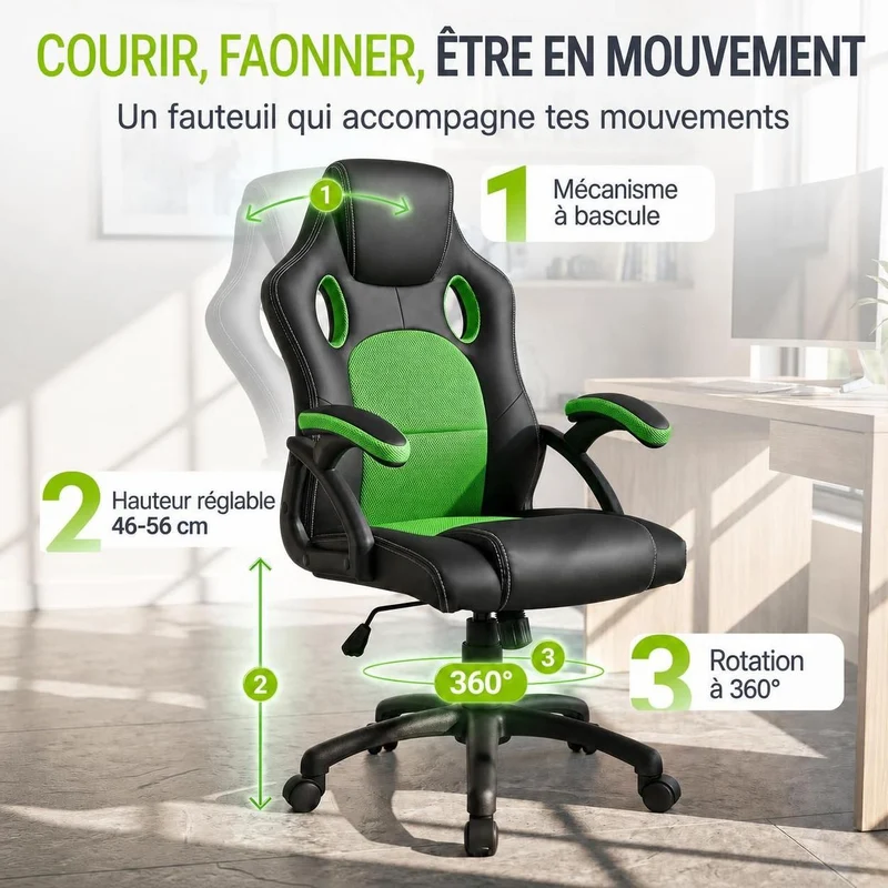 Chaise de bureau Racing Montreal – jusqu'à 120 kg