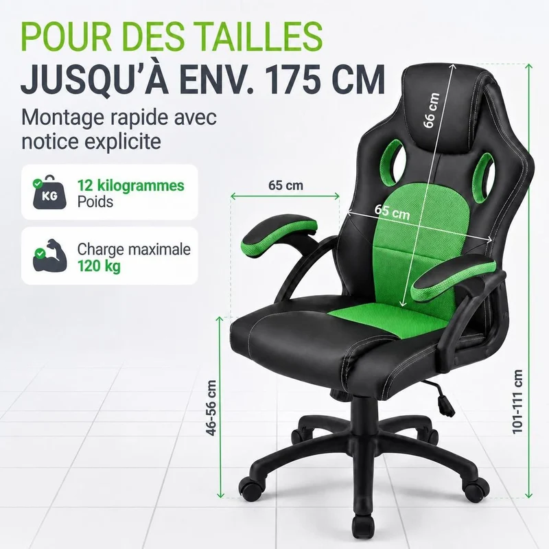 Chaise de bureau Racing Montreal – jusqu'à 120 kg