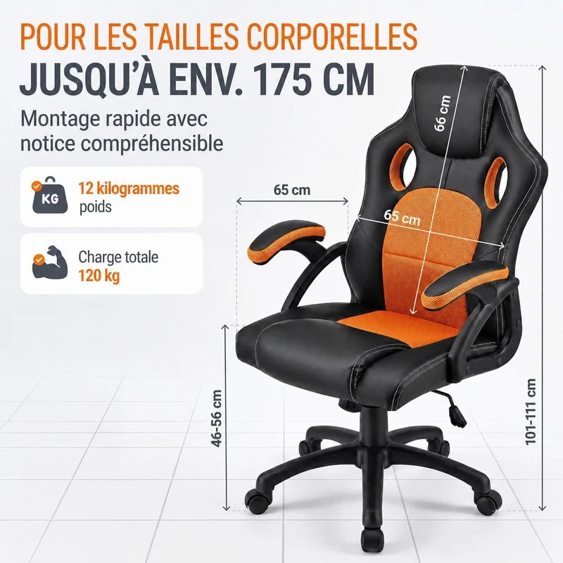 Chaise de bureau Racing Montreal – jusqu'à 120 kg