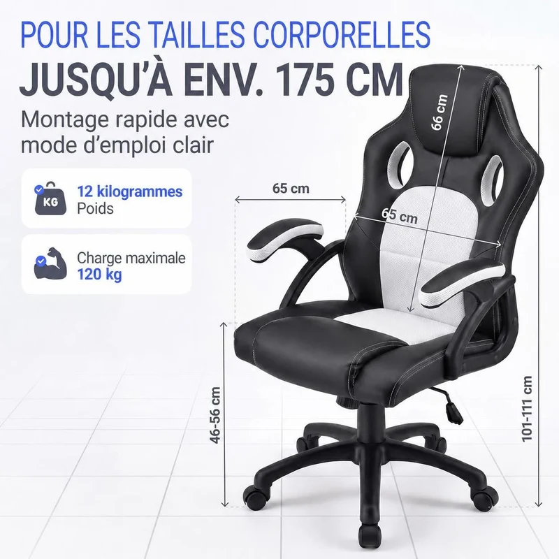Chaise de bureau Racing Montreal – jusqu'à 120 kg