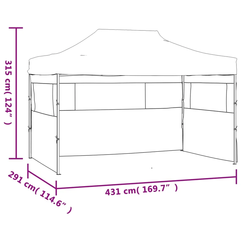 Partytent Met 3 Zijwanden Inklapbaar 291X413X315 Cm Wit