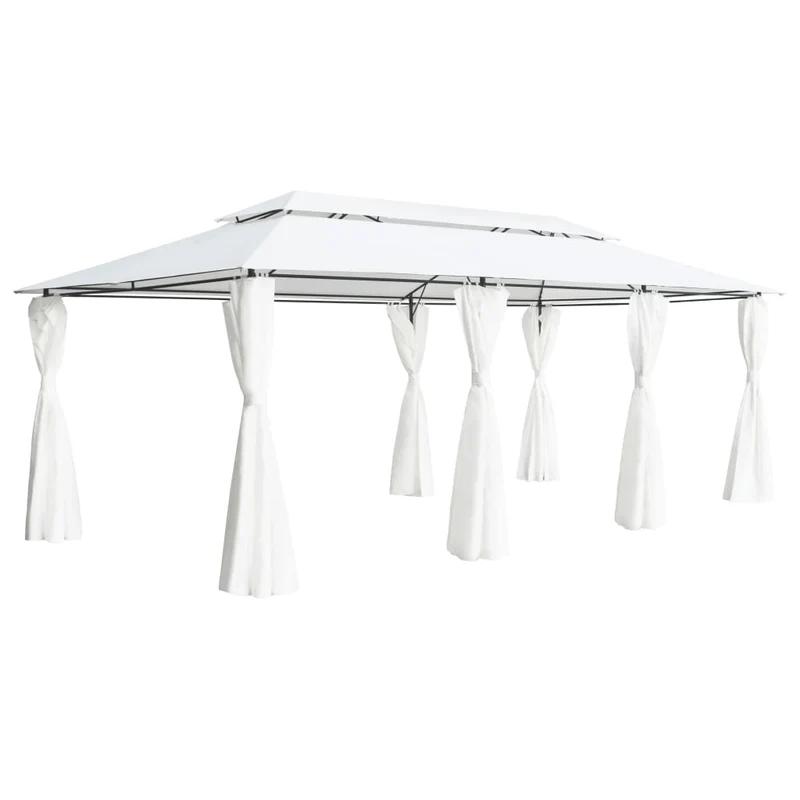 Prieel Met Gordijnen 180G/M² 600X298X270 Cm Wit