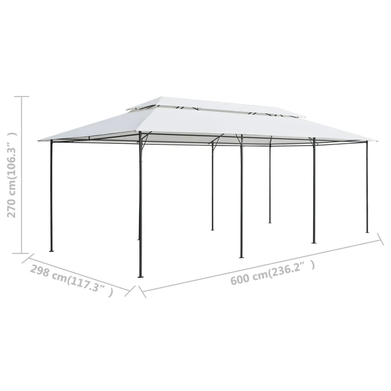Prieel Met Gordijnen 180G/M² 600X298X270 Cm Wit