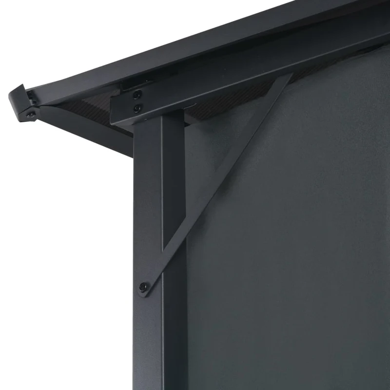 Prieel Met Gordijn 4X3X2,6 Cm Aluminium Zwart
