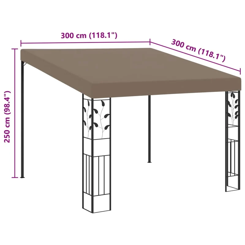 Wandprieel 3X3X2,5 M Taupe