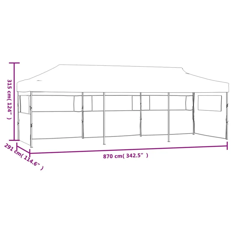 Partytent Pop-Up Met 5 Zijwanden 3X9 M Wit