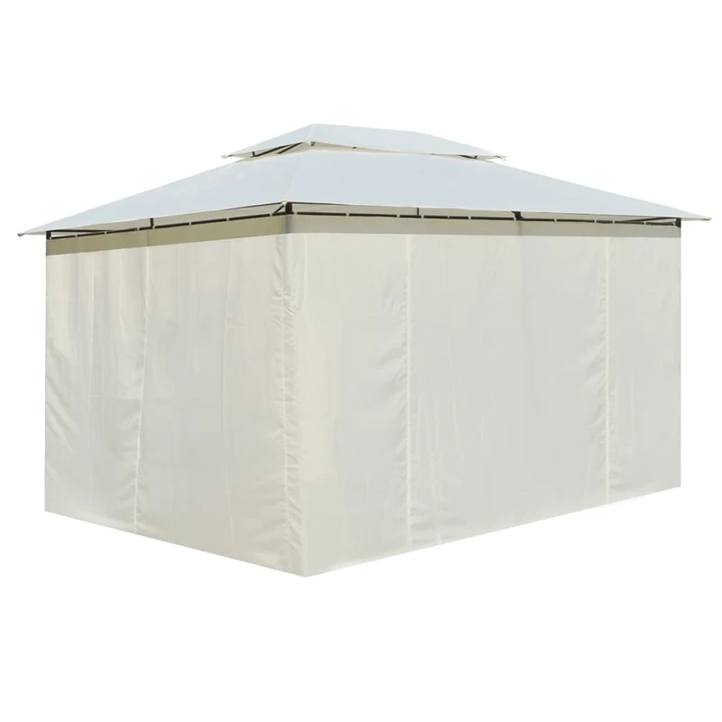 Tuinpaviljoen Met Gordijnen 4X3 M Wit