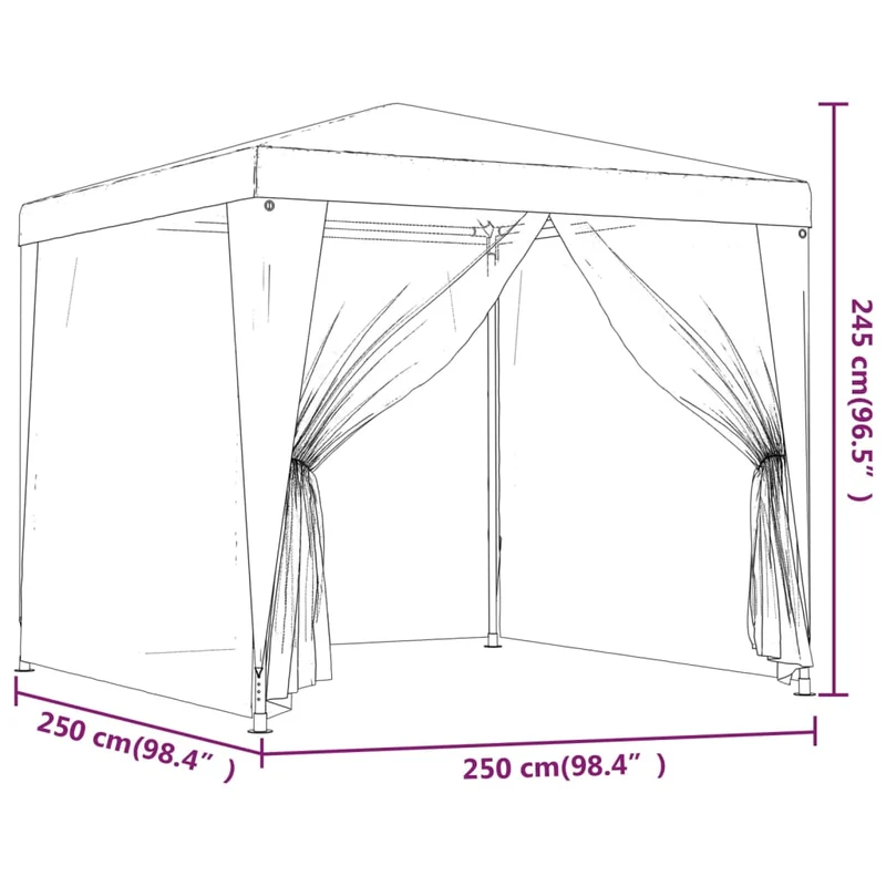 Partytent Met 4 Mesh Zijwanden 2,5X2,5 M