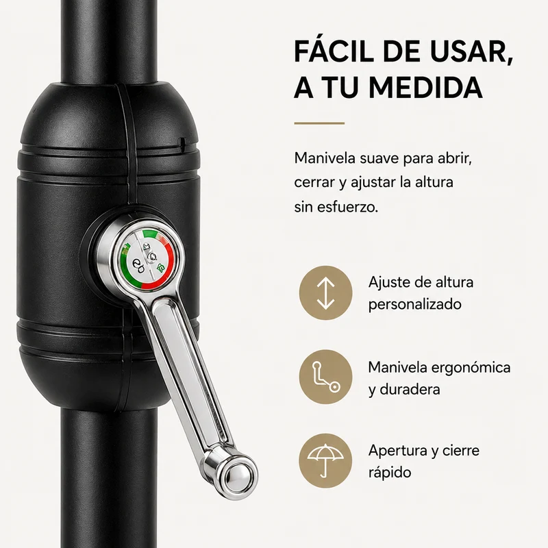 Pack Sombrilla Recta 3m Beige + Base Redonda Rellenable