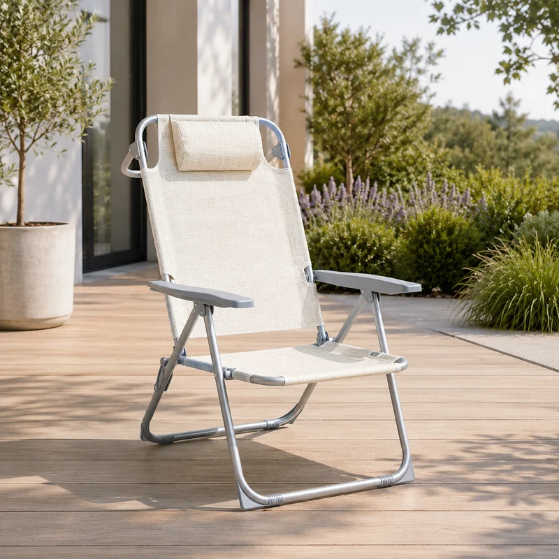 Pack 2 Sillas Plegables Reclinable Con Reposacabezas Portátil