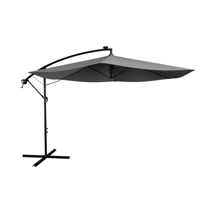 Parasol déporté à LED Brazil – avec manivelle et socle