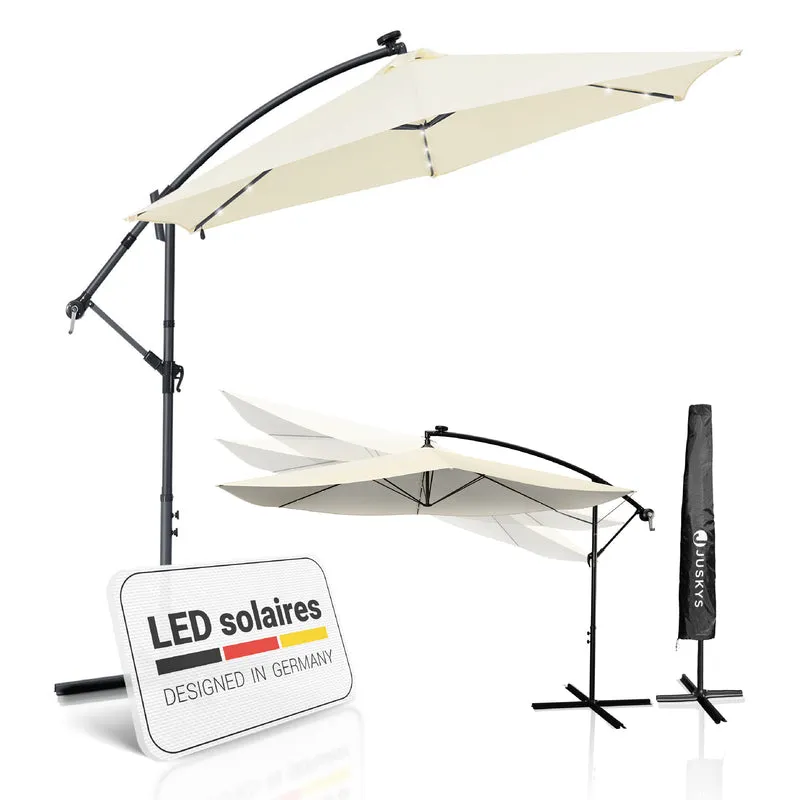 Parasol déporté à LED Brazil – avec manivelle et socle