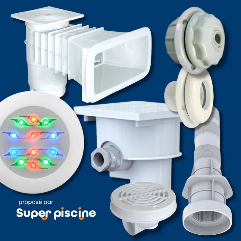 Kit pièces à sceller Weltico jusqu’à 8 x 4 m avec projecteur LED couleur
