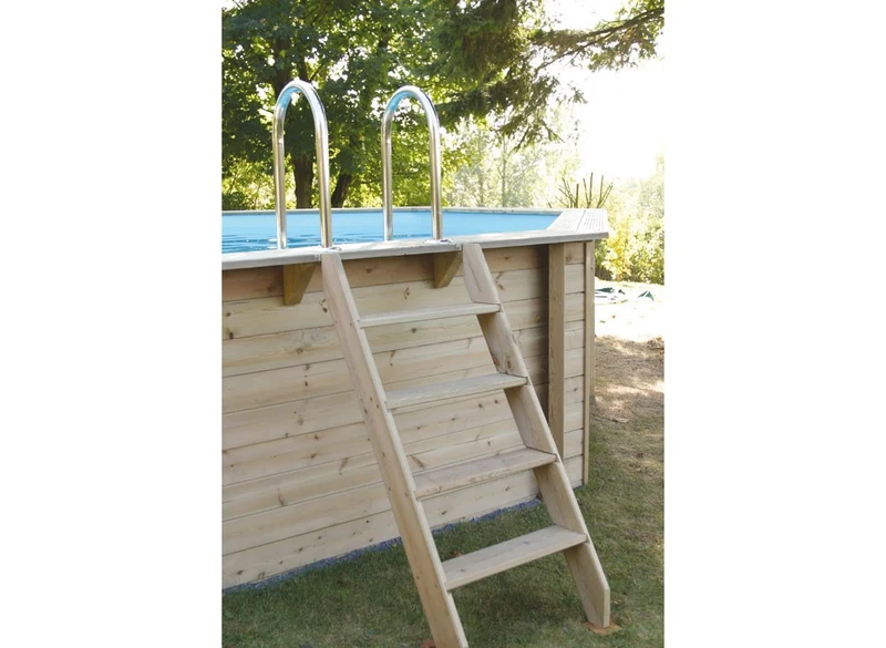 Kit échelle bois extérieure pour piscine Ubbink