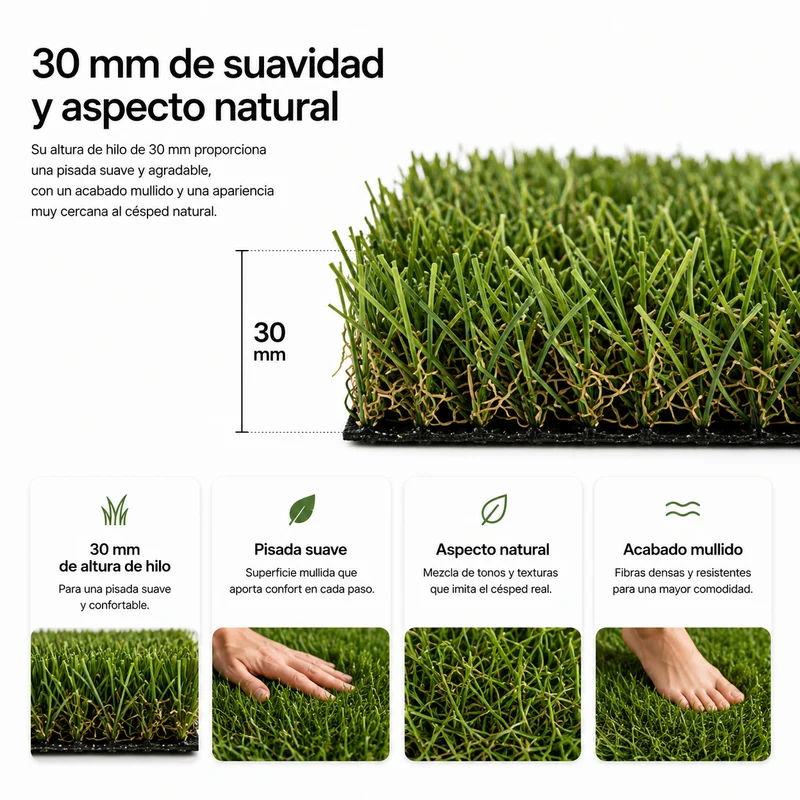 Rollo Césped Artificial Premium 30 mm