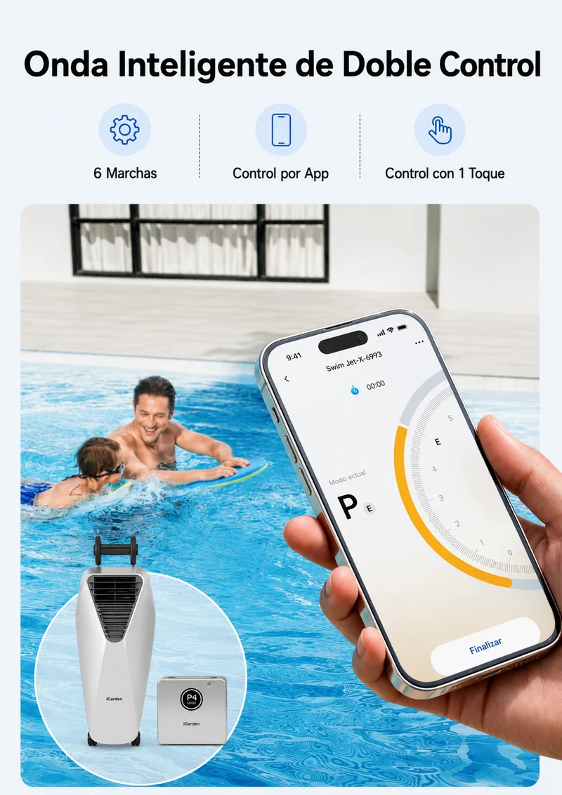 iGarden Swim Jet 10 Horas Máquina de Contracorriente Portátil para Piscina sin Obras