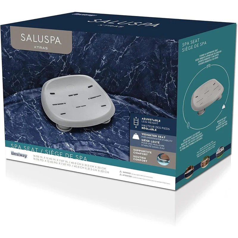 Bestway - Asiento para spa SaluSpa Comfort Seat gris con altura ajustable y base antideslizante