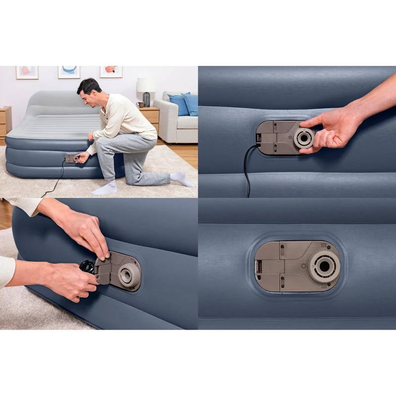 Bestway - Tritech SleekFlow Colchón hinchable con respaldo y bomba eléctrica integrada