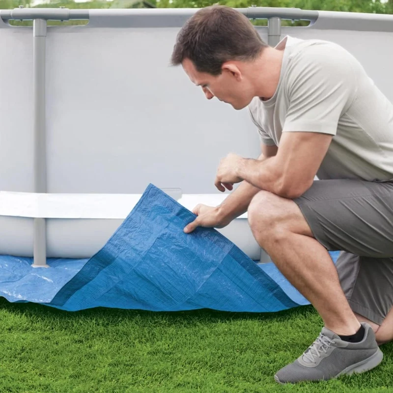 Bestway - Tapiz de suelo para piscina de PVC resistente cuadrado azul para piscinas redondas