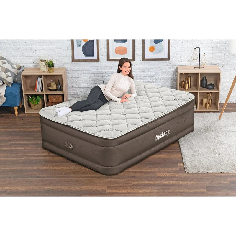 Bestway - Tough Guard/Fortech Colchón hinchable con funda con cremallera y bomba eléctrica integrada