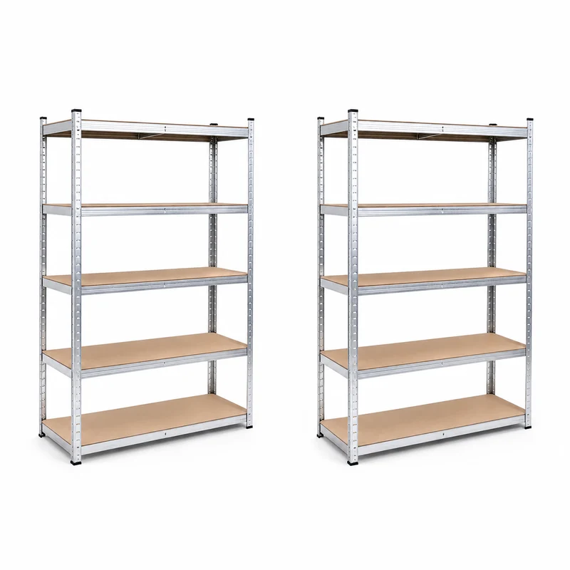Pack 2 Estanterías Metálicas Galvanizadas 180x90x40 cm 5 Baldas Reforzadas