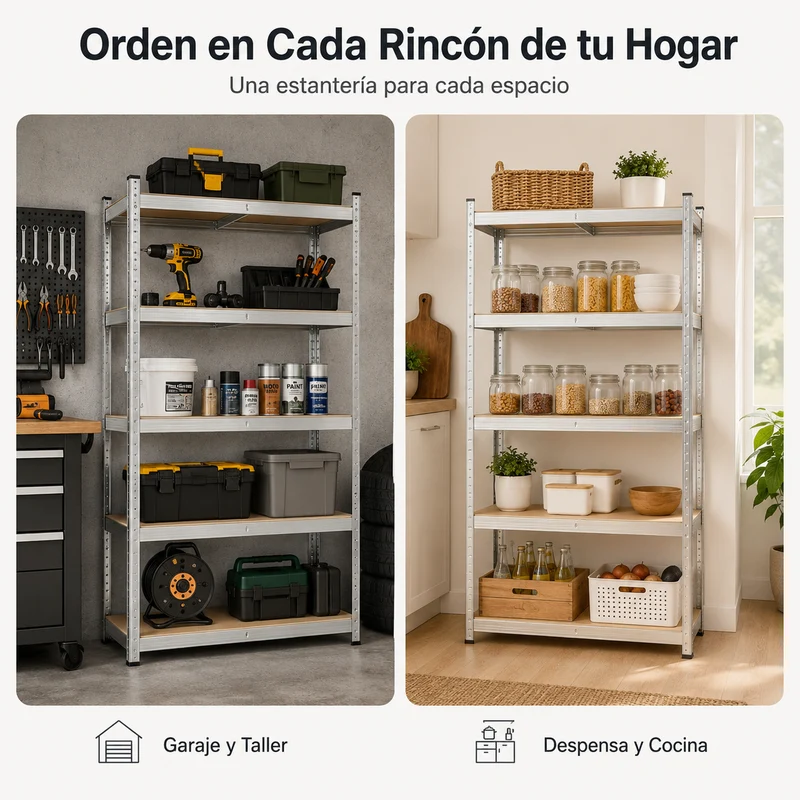 Pack 2 Estanterías Metálicas Galvanizadas 180x90x40 cm 5 Baldas Reforzadas