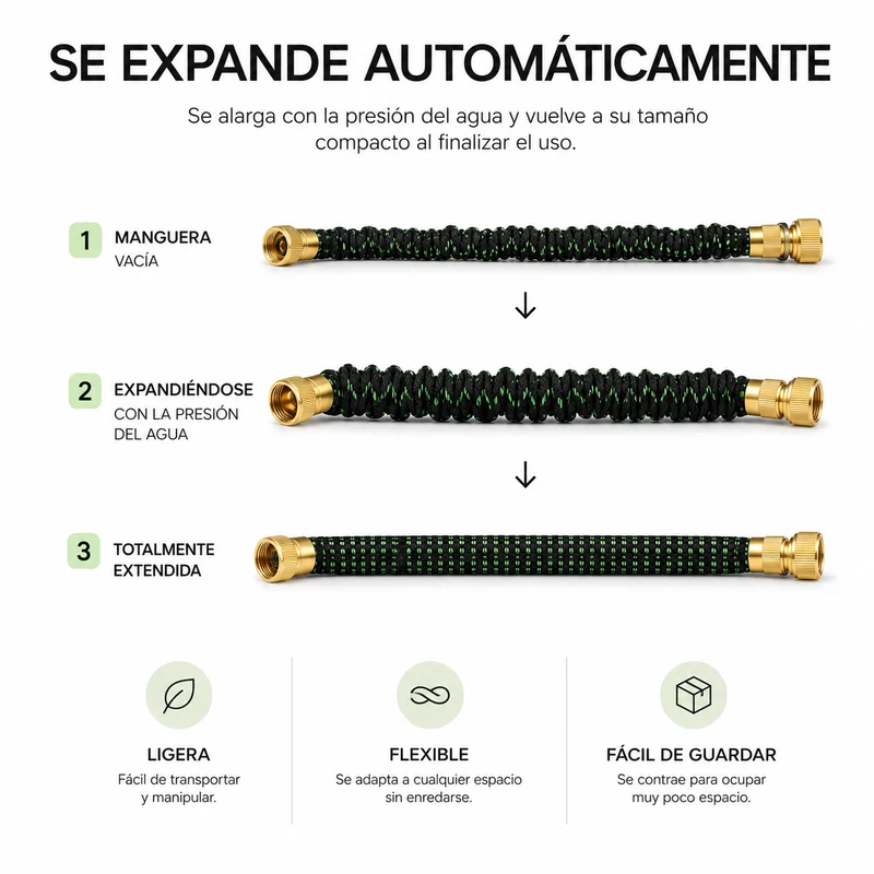 Manguera Extensible de Jardín 15 m con Pistola Multifunción
