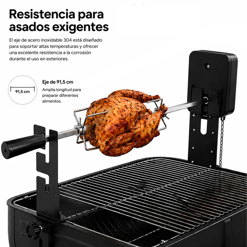Kit Asador Giratorio Para Barbacoa Con Motor Y Eje Inoxidable